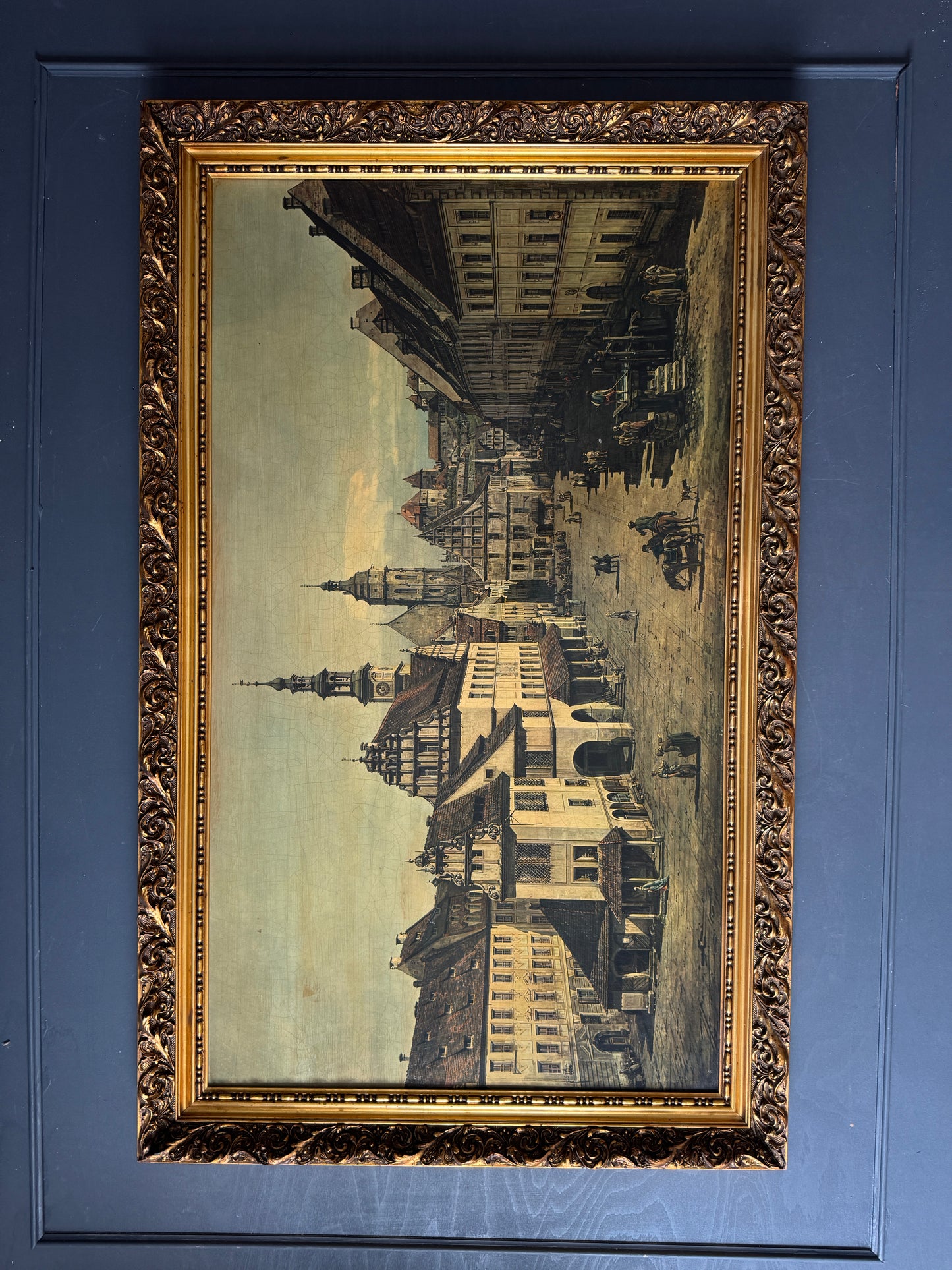 Extra Large - Antique Textured Print in Gold Ornate Frame