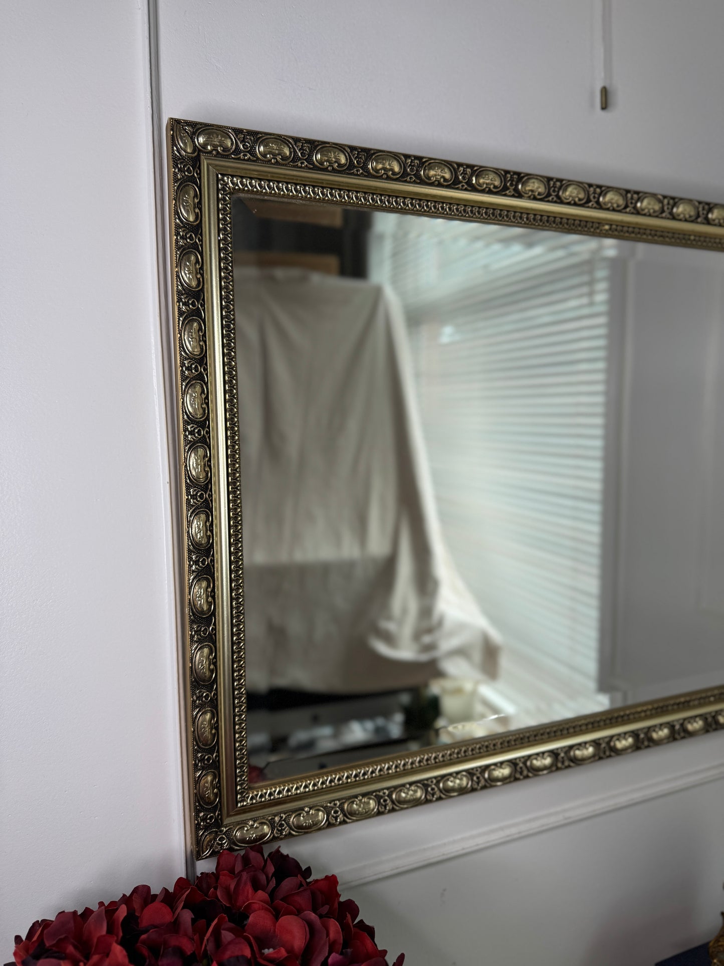 Antique Gold Gilt Mirror with Beaded Edge