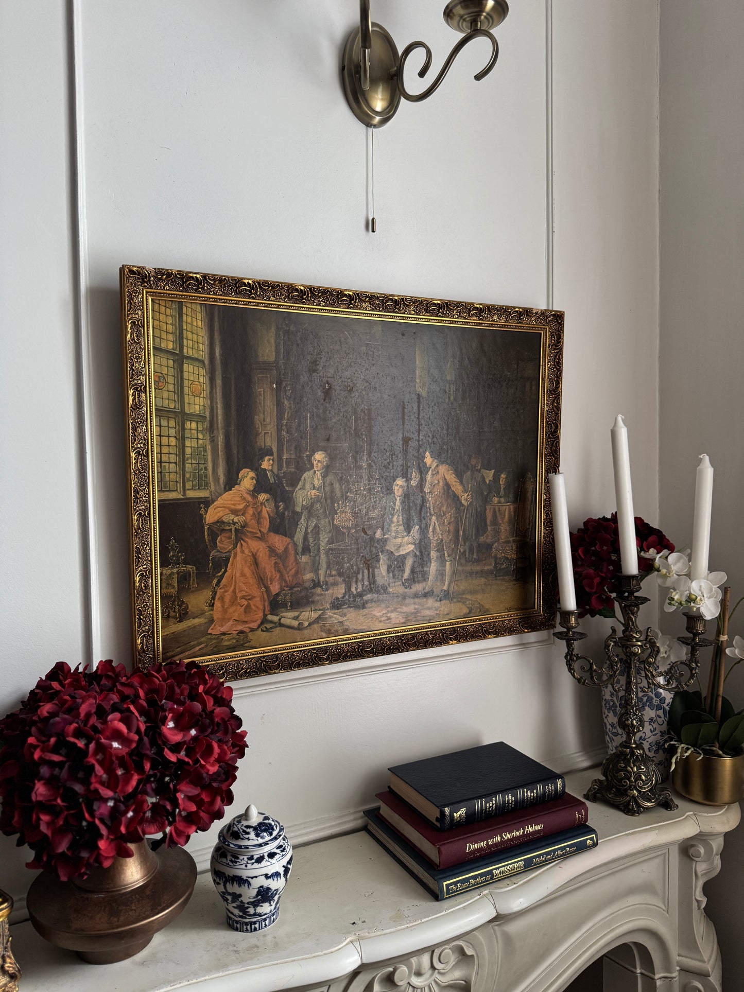 Vintage 'The Conference' by Margaret Dovaston UK Old Antique Framed Print