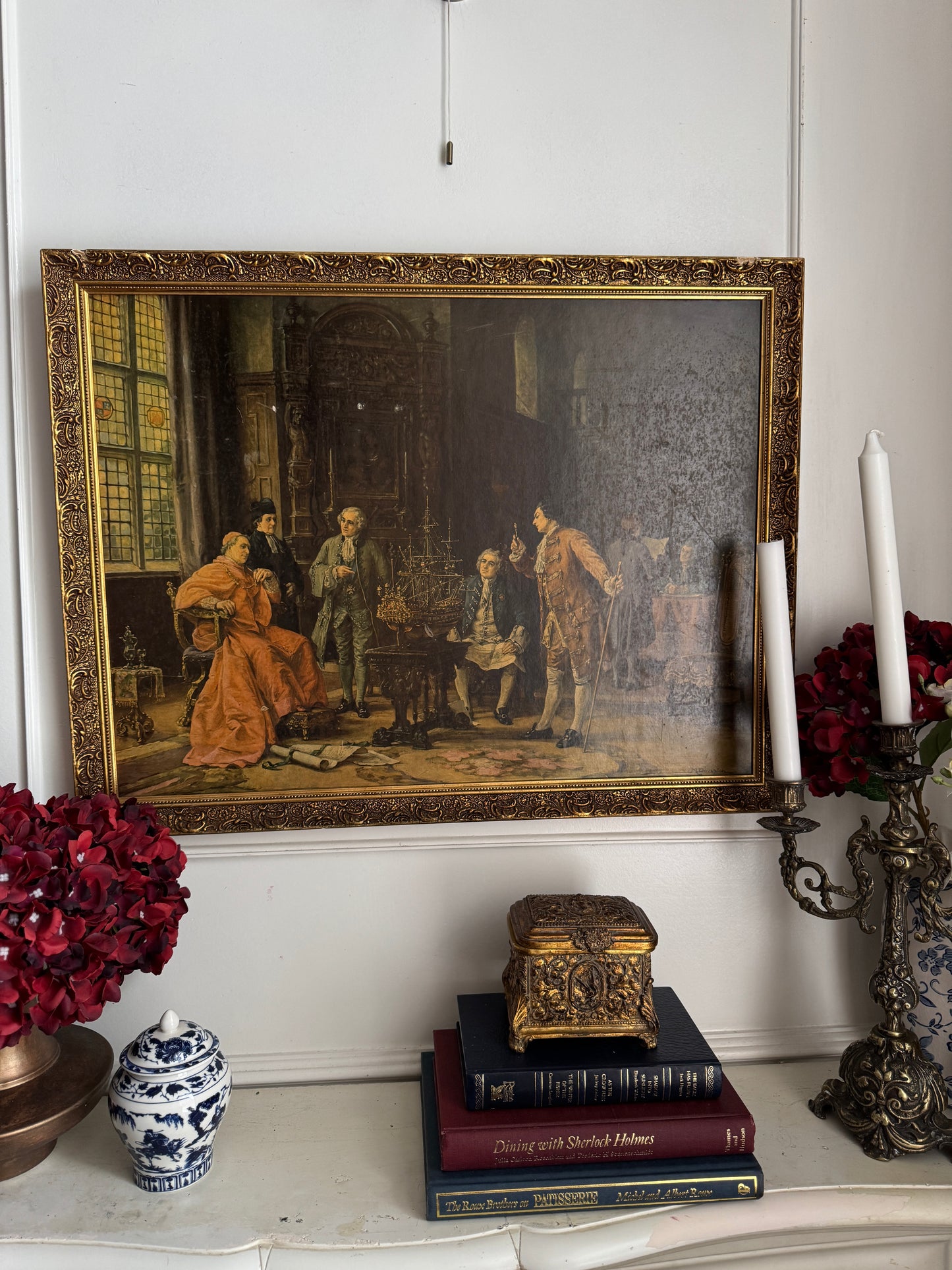 Vintage 'The Conference' by Margaret Dovaston UK Old Antique Framed Print