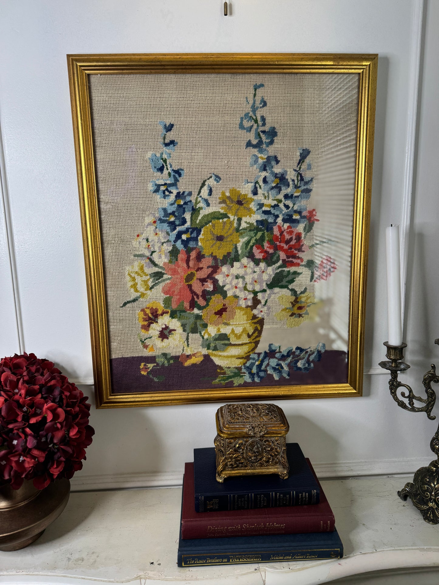 The Heirloom Stitch – Framed Floral Needlework Masterpiece