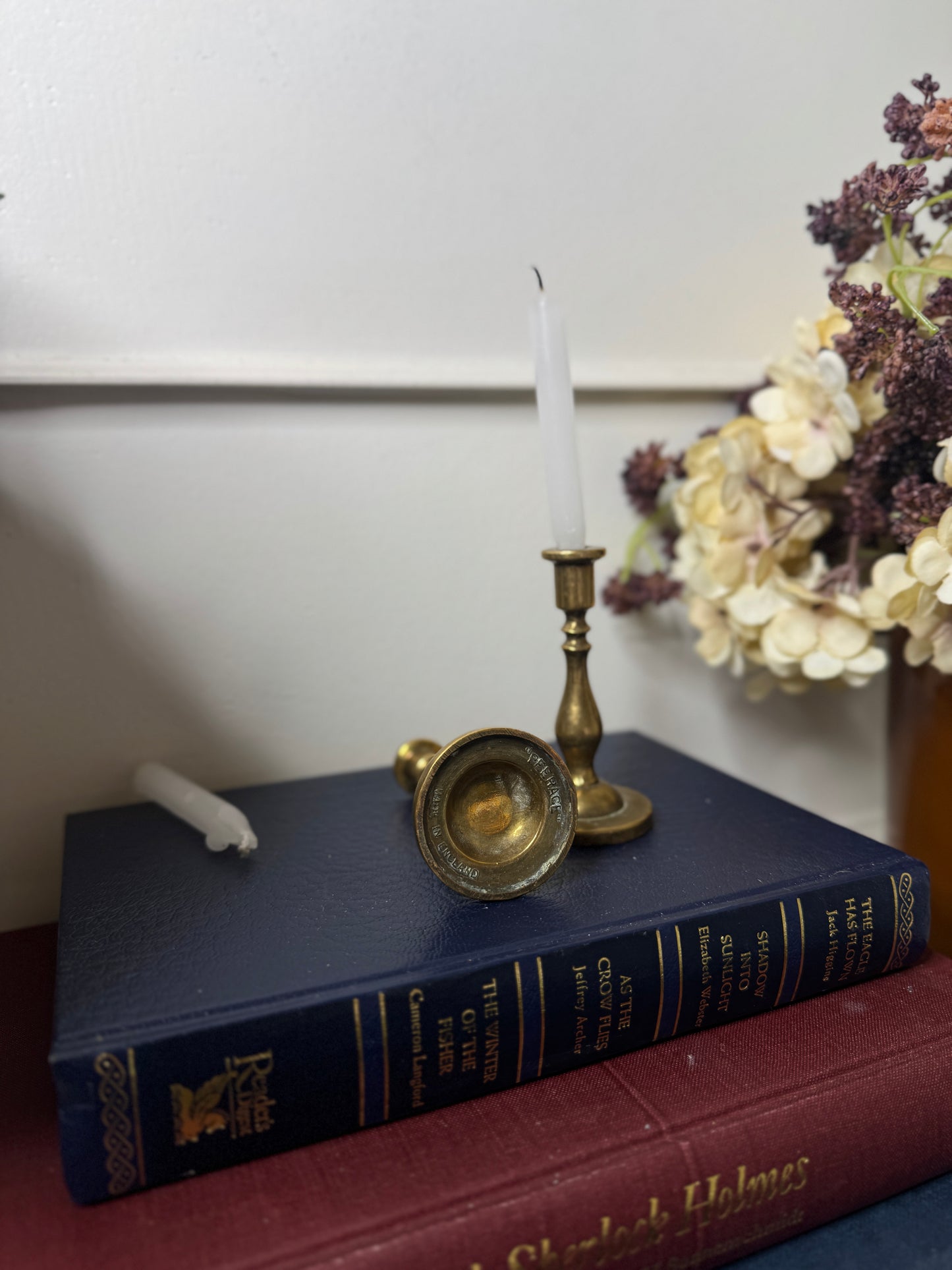 Vintage European Brass Candlesticks Pair