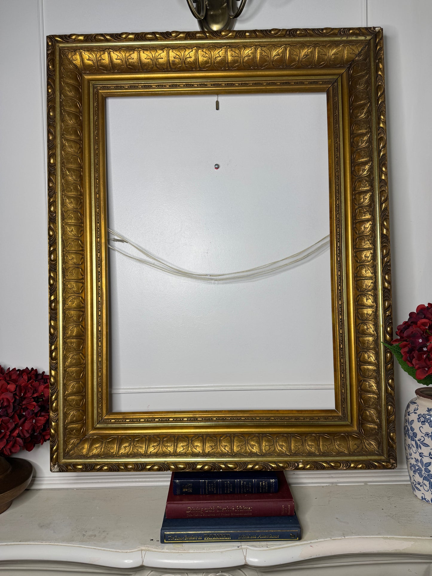 Antique Ornate Gold Frame with 1970s K. Bowman Original Oil Painting