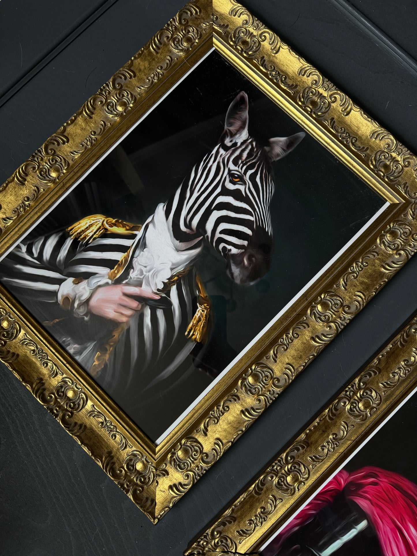Vintage Inspired Gold Glazed Gilt Frame Set with Quirky Fun Prints
