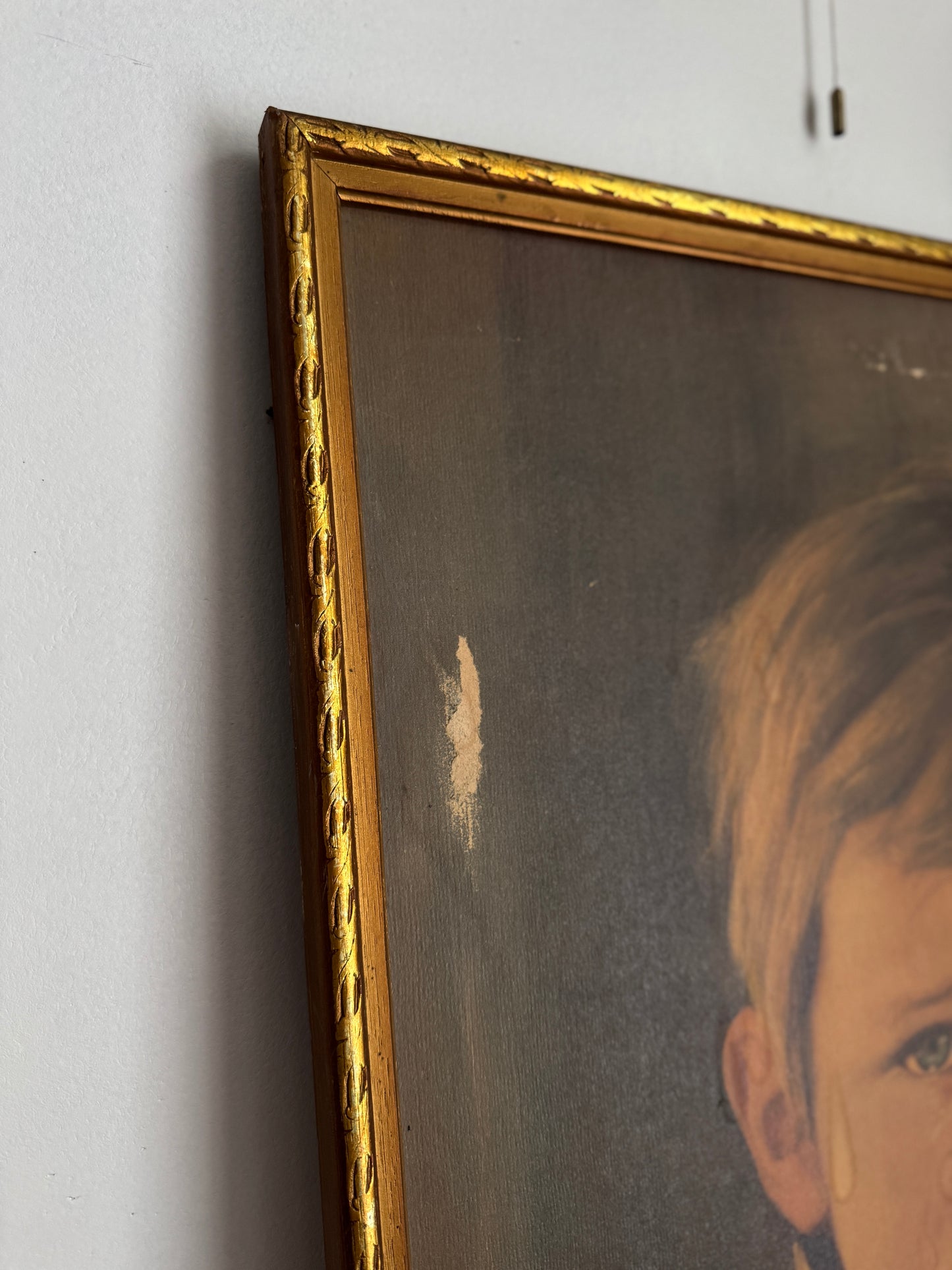 The Silent Tear - Vintage Textured Print in a Gold Gilt Frame