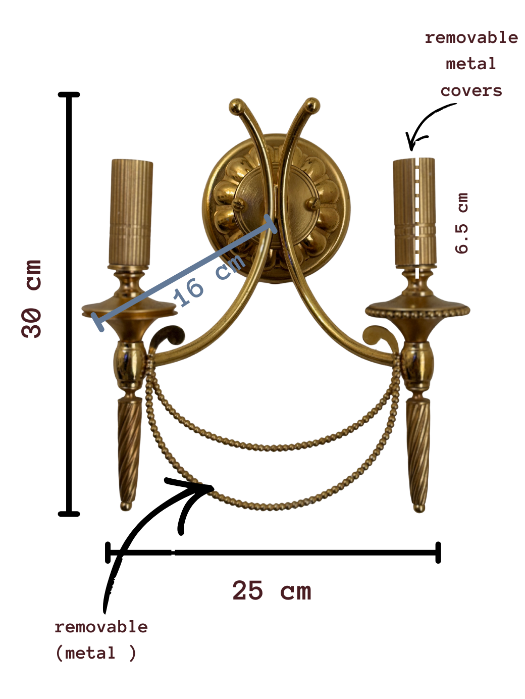 Vintage 1960s Gaetano Sciolari Hollywood Regency Gilt Brass Wall Sconces