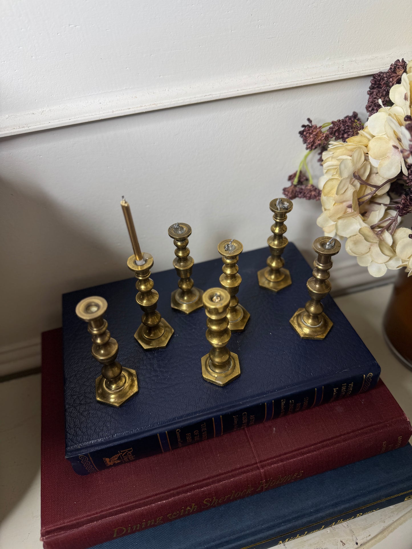 Vintage European Brass Mini Candlesticks