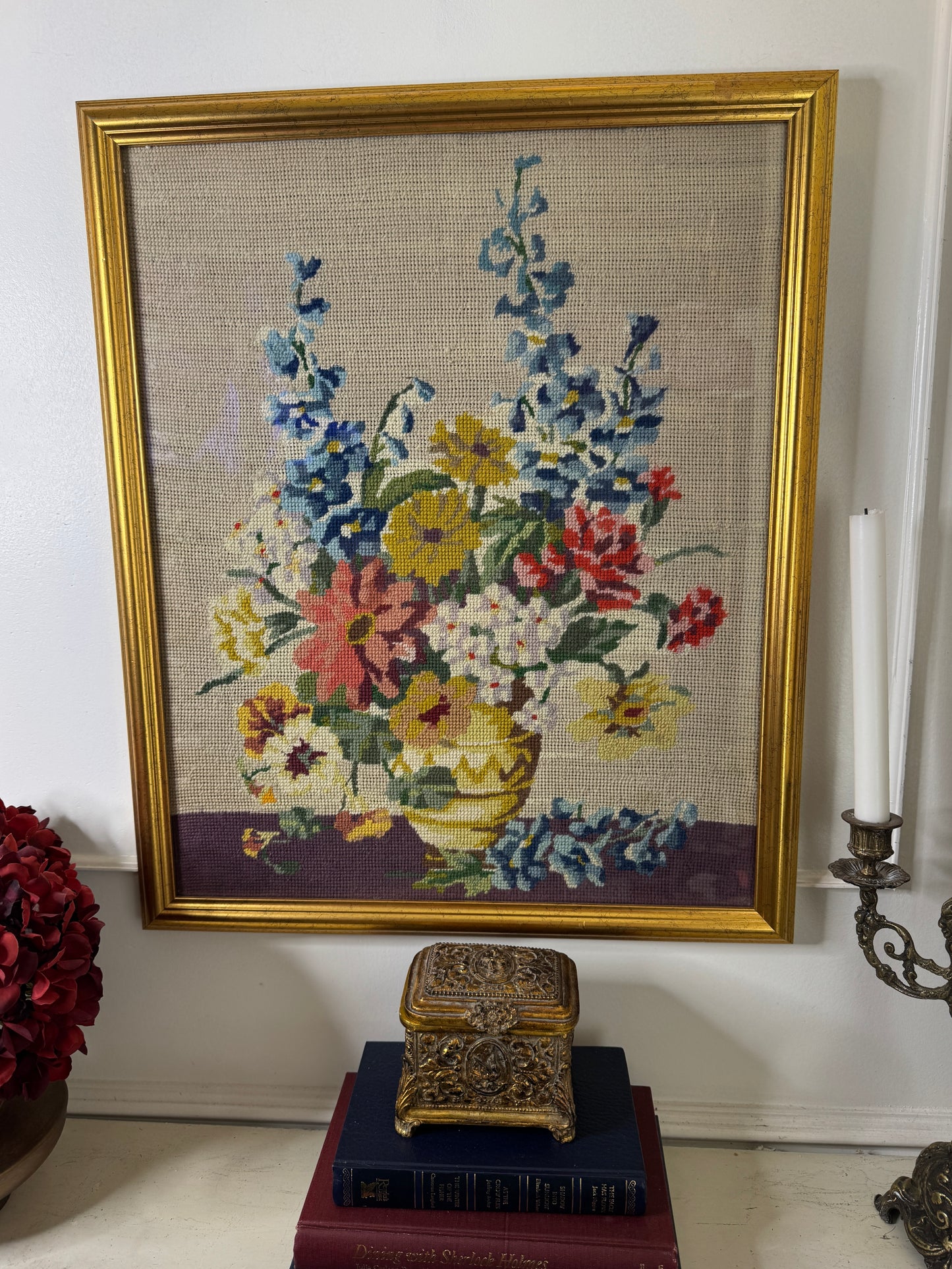 The Heirloom Stitch – Framed Floral Needlework Masterpiece