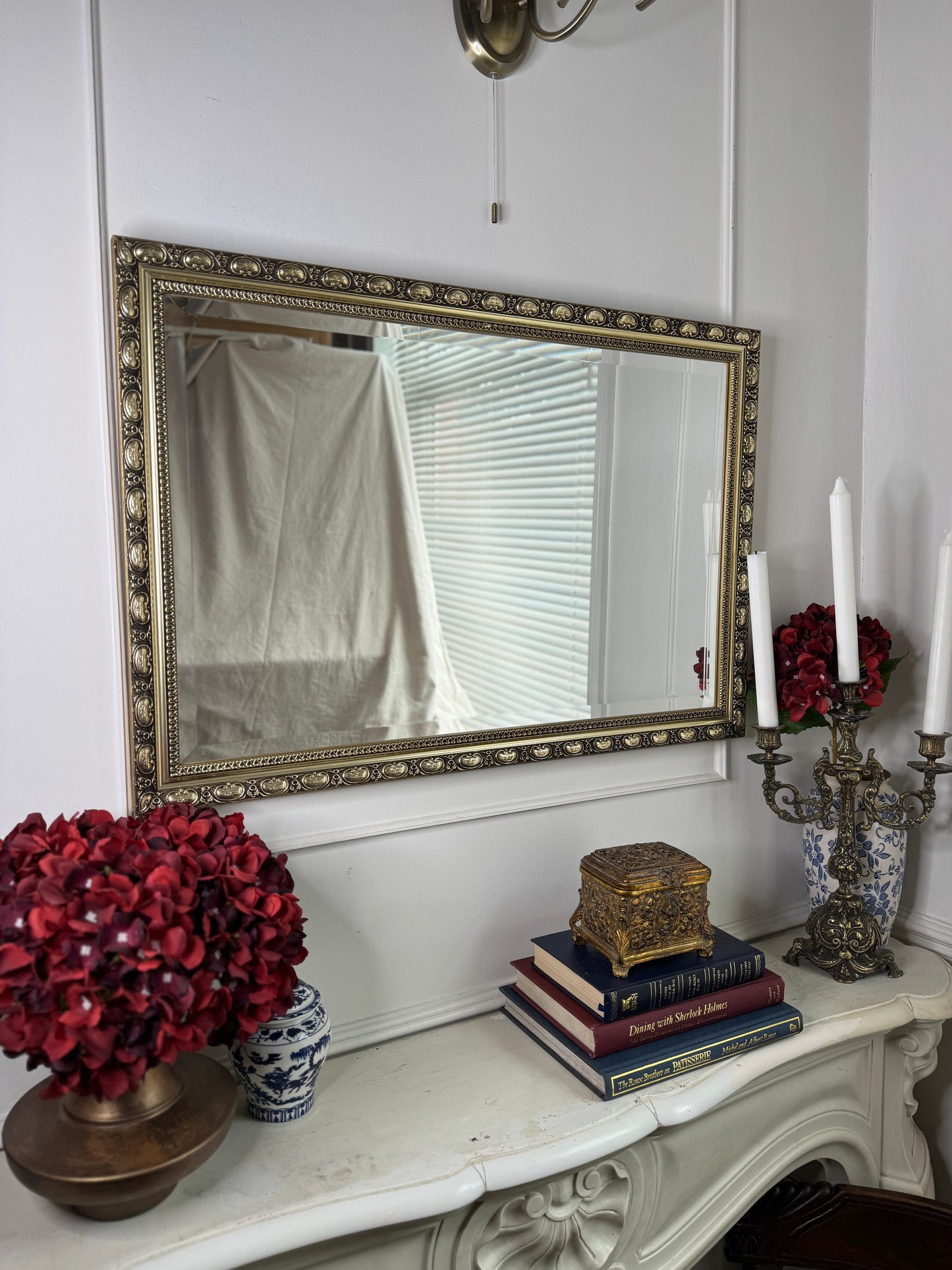 Antique Gold Gilt Mirror with Beaded Edge