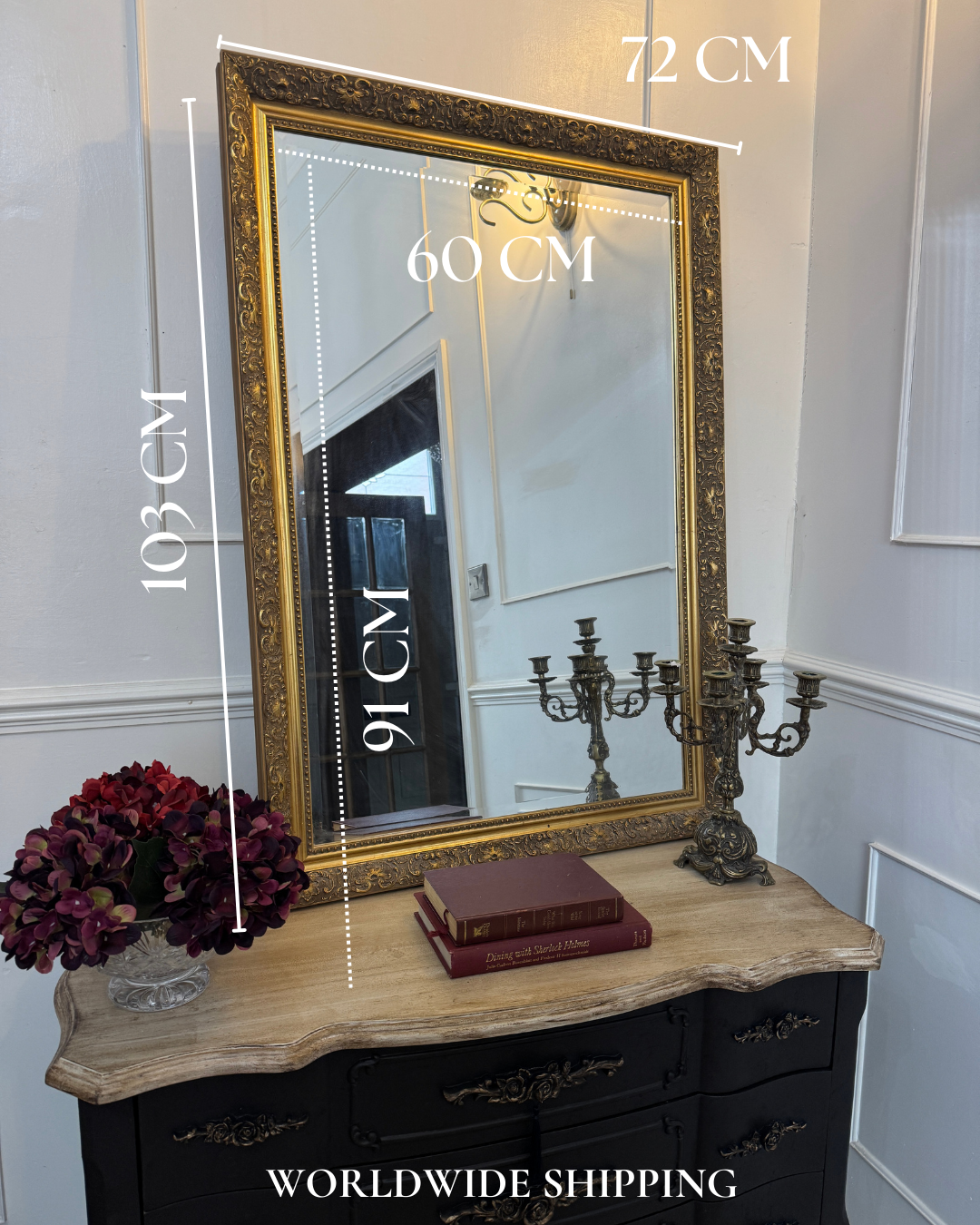 Vintage Large Ornate Gold Mirror: Large Beveled French Louis Style