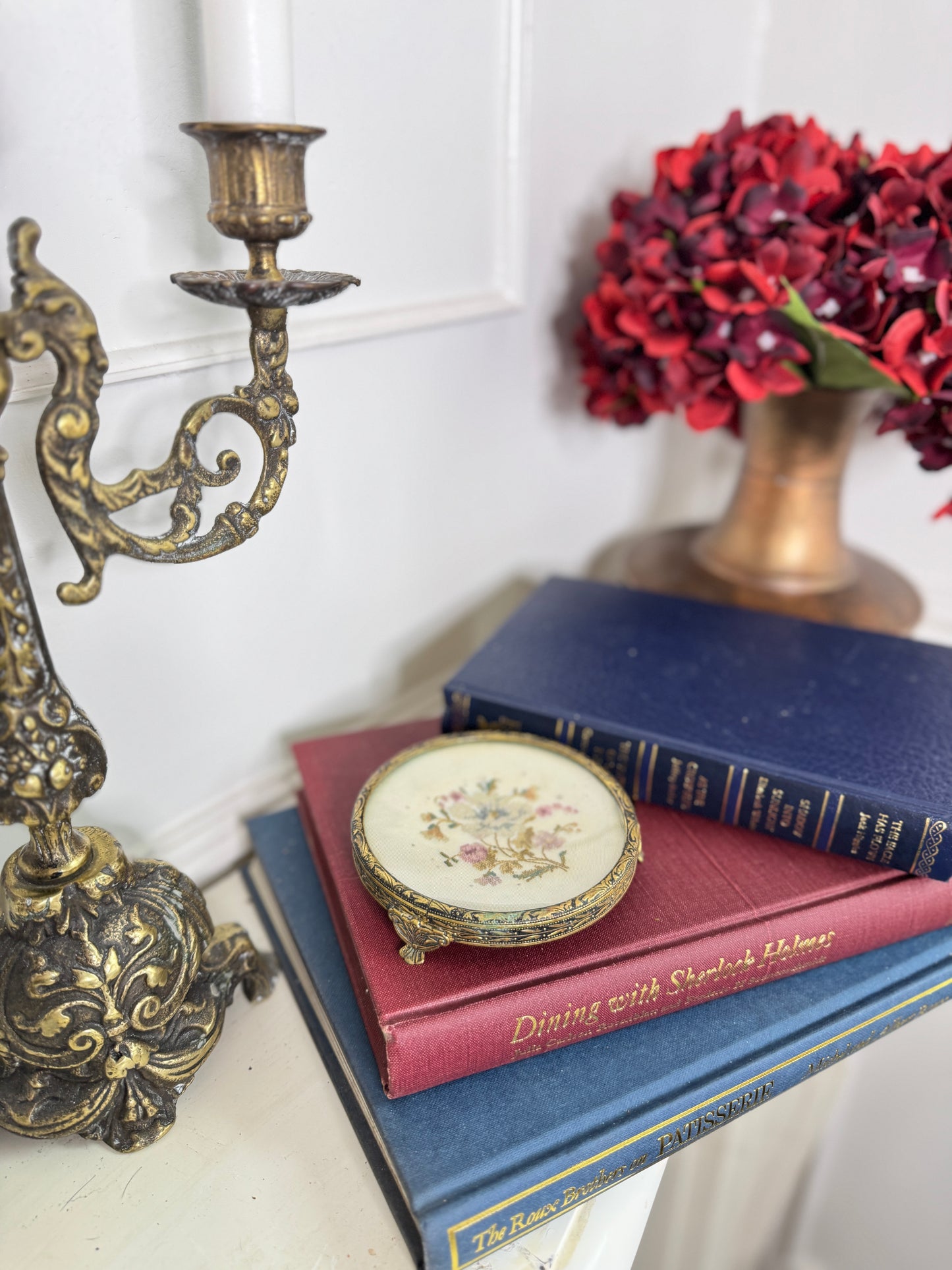 Antique Brass Jewellery Tray with Glass Top for Elegant Storage