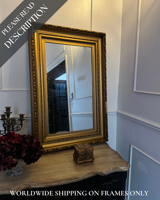 Large Antique Gold Gilt Mirror | Thick Heavy Ornate Frame