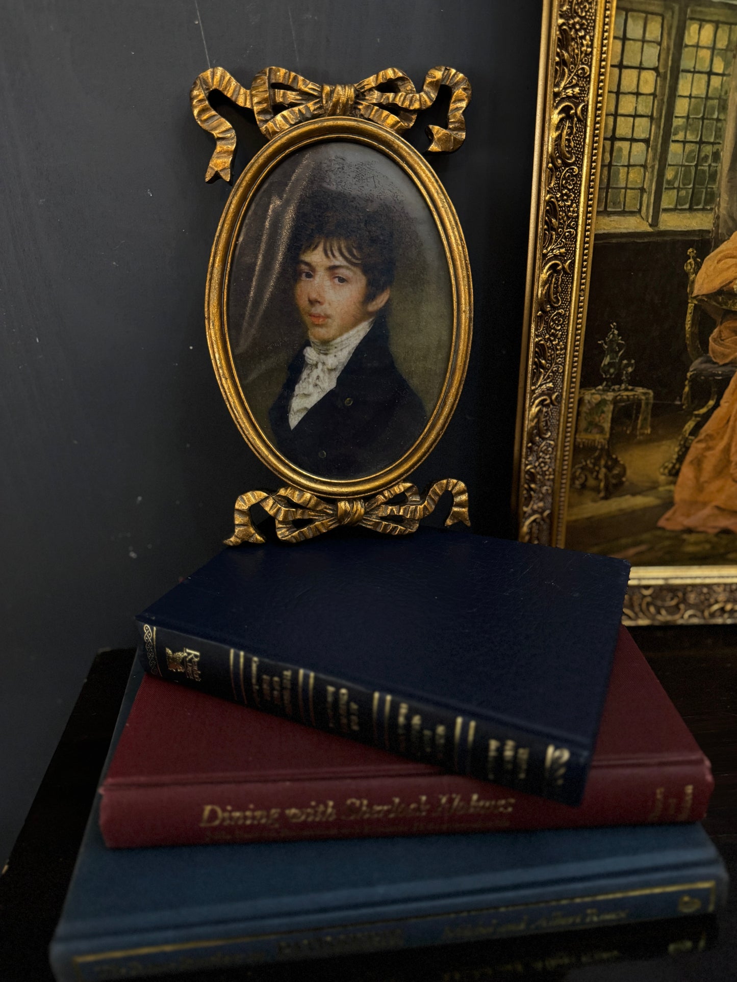 Victorian Picture in Ornate Gold Ribbon Gilt Frame