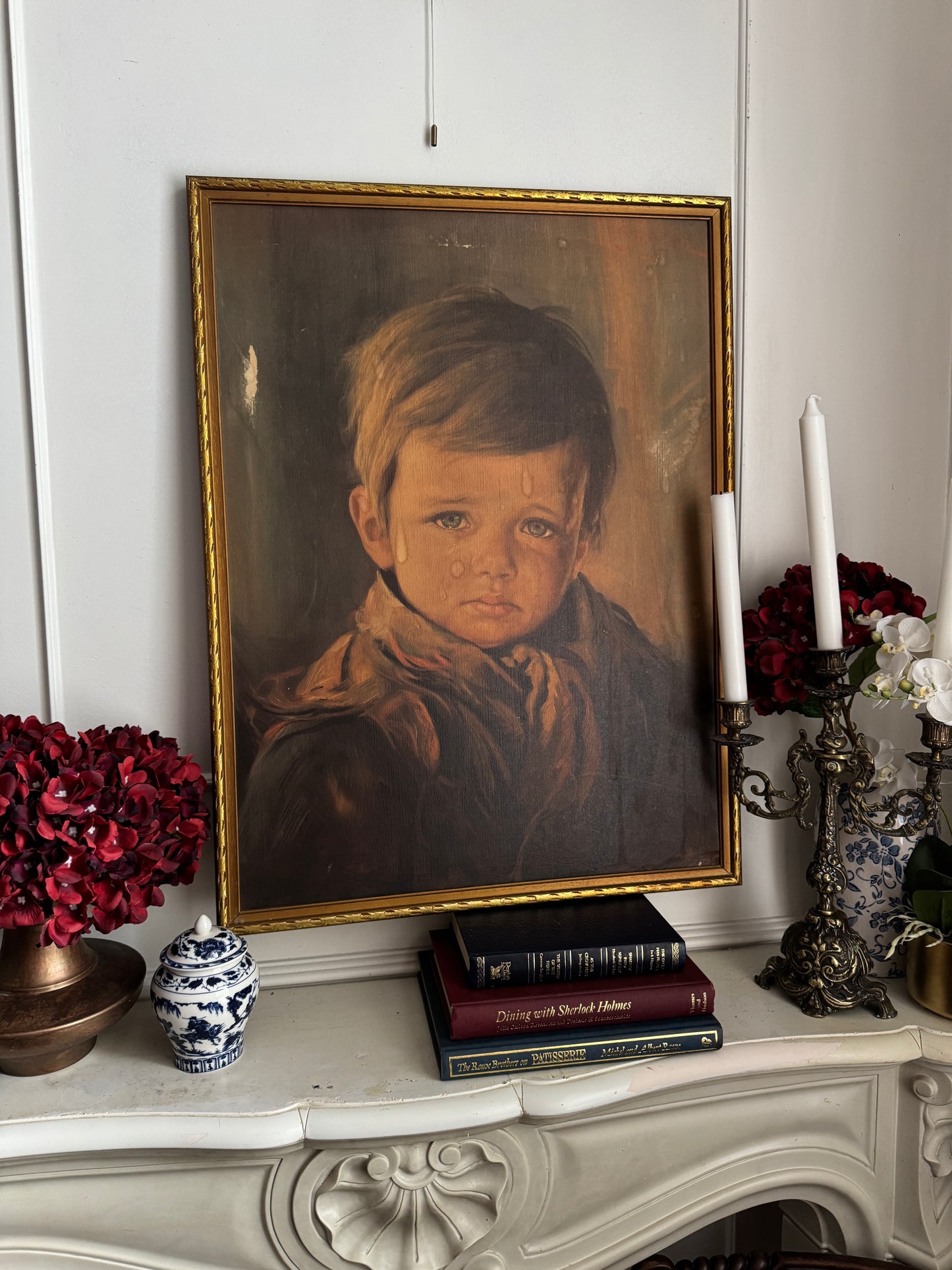 The Silent Tear - Vintage Textured Print in a Gold Gilt Frame