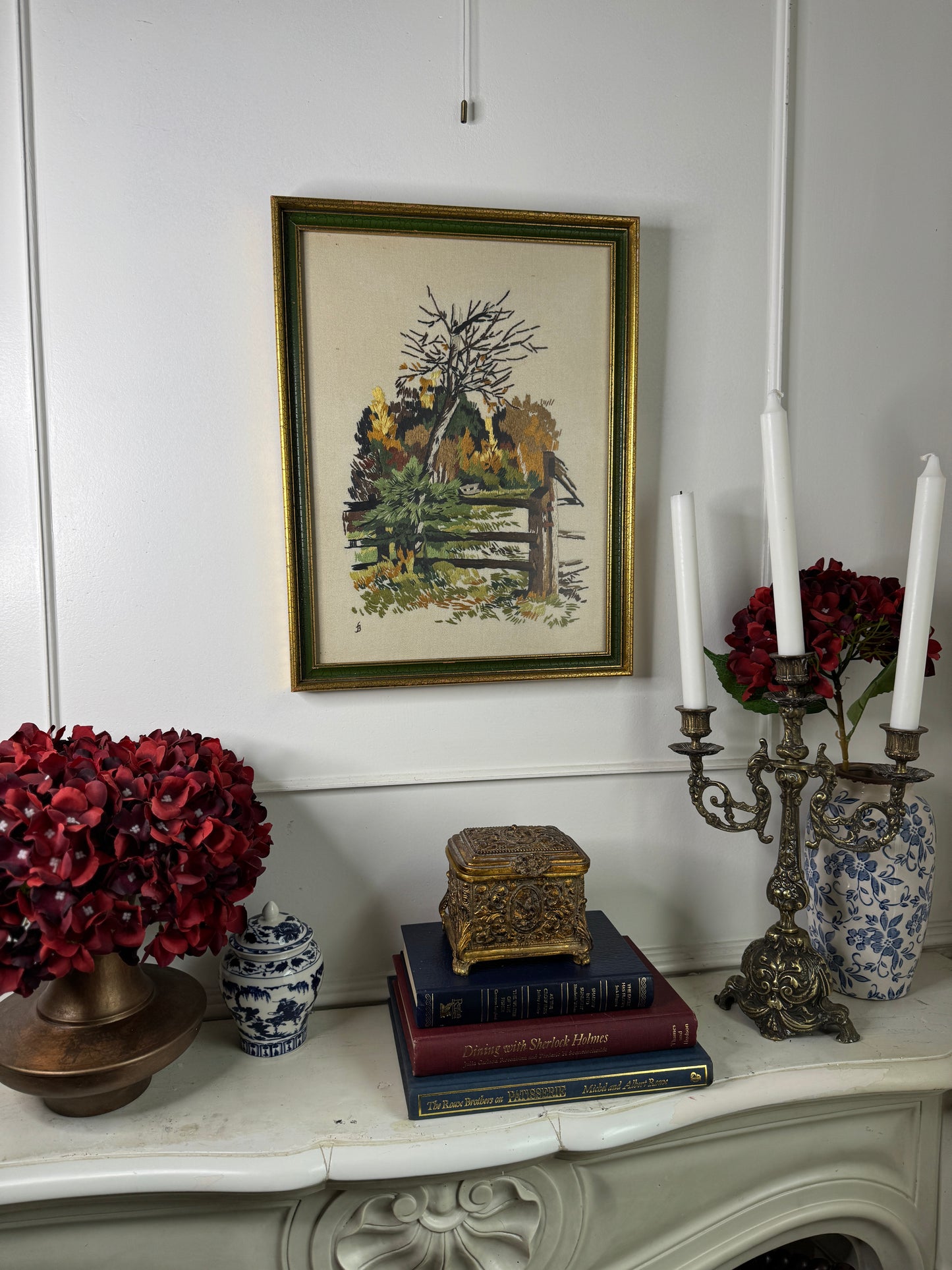 Heirloom Threads-Unique Embroidery in Wooden Frame with Hanging Chain