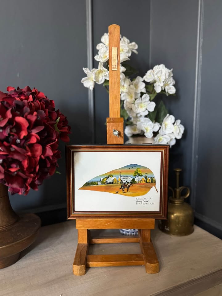 Australian Oil Painting on Gumtree Leaf by Corrie Hulst