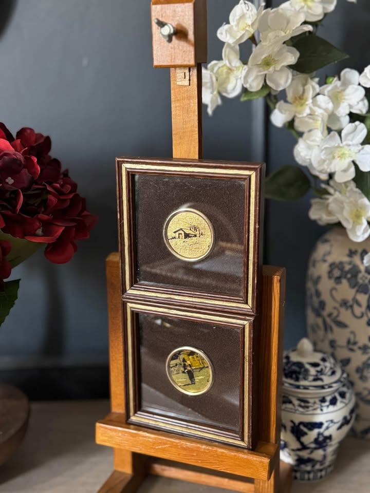 Vintage Gold Leaf Mini Art Duo