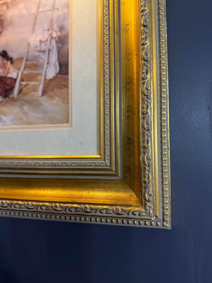 Vintage Sir William Russell Flint Prints - A Scrap of Newspaper in Ornate Gold Frame
