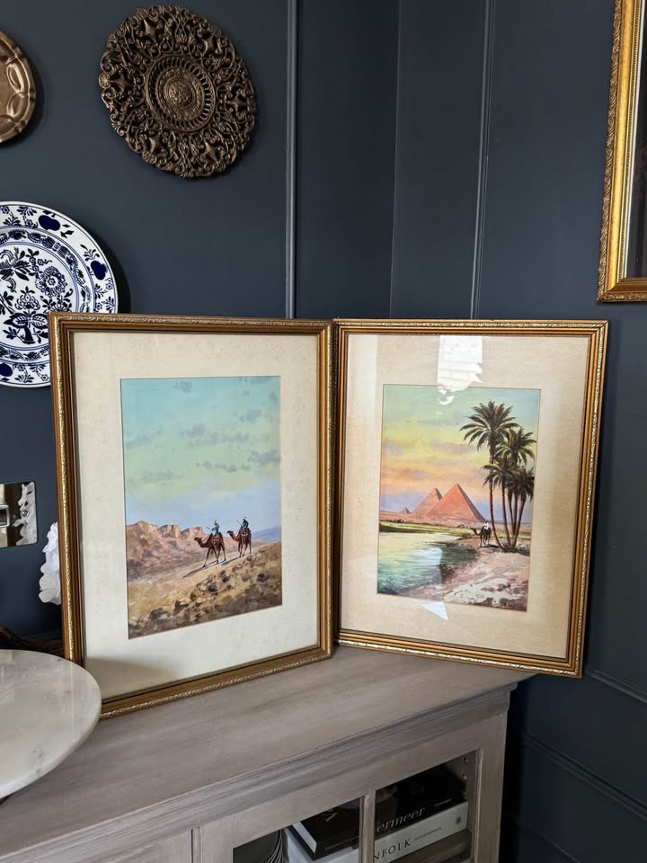 Saffron & Sandstone – Framed Egypt Watercolour Duo