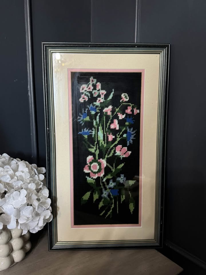 Hand-Stitched Vintage Flower Embroidery