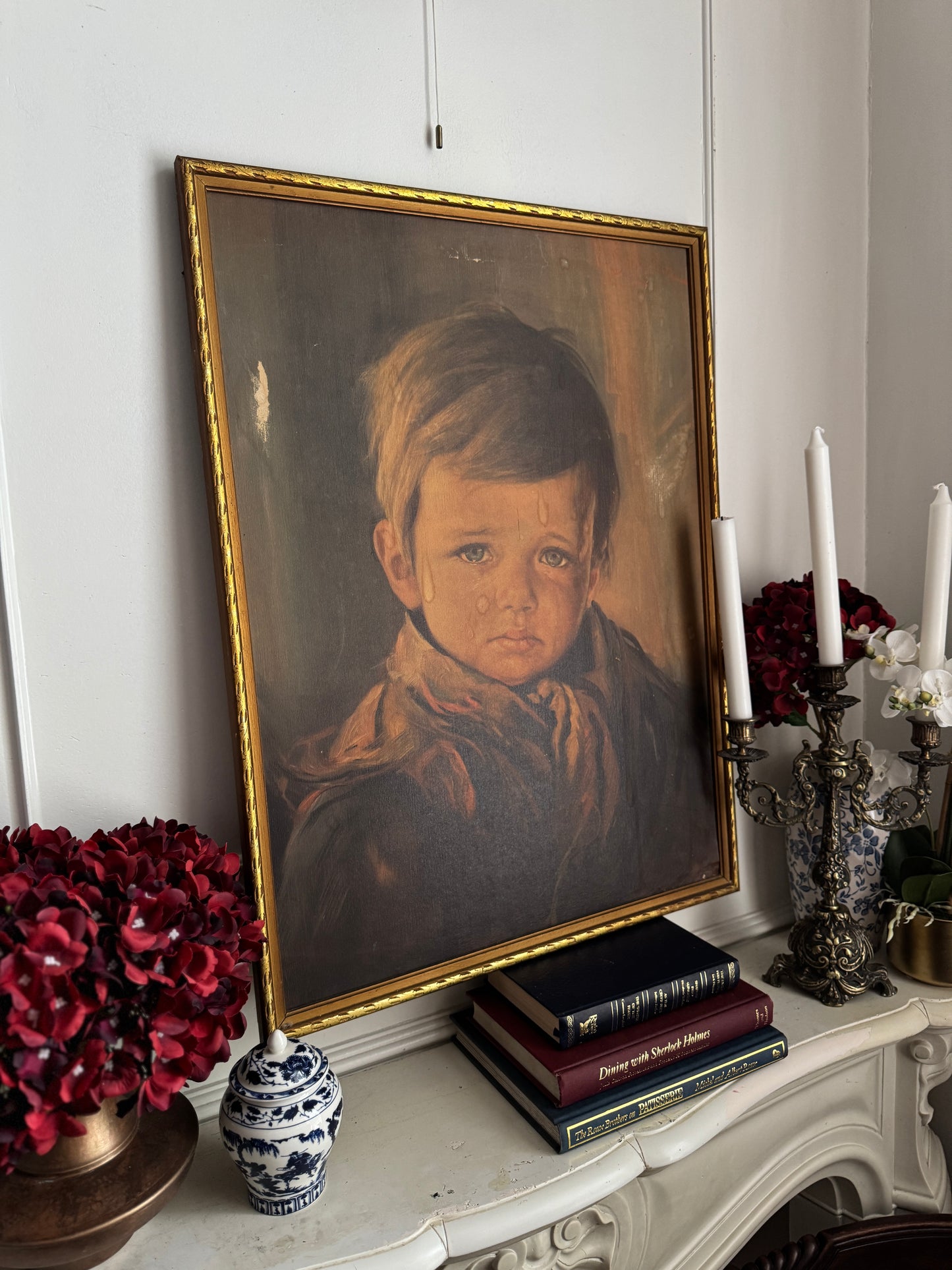 The Silent Tear - Vintage Textured Print in a Gold Gilt Frame