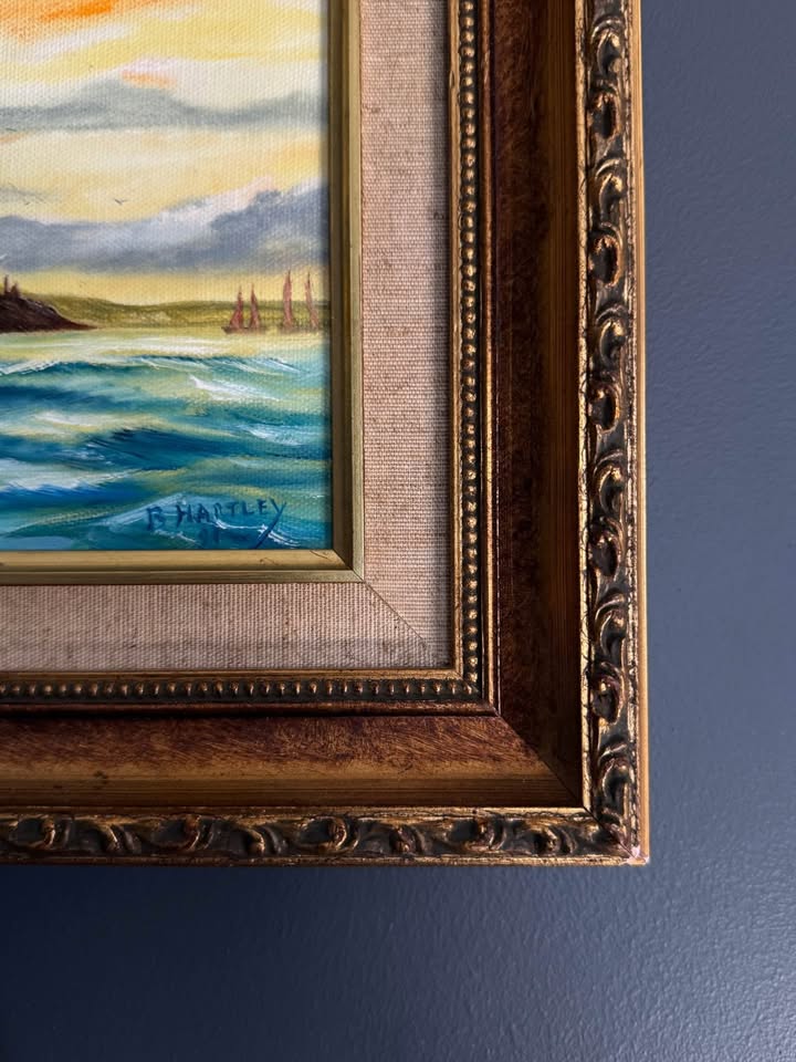 Original Artwork in Ornate Gold Gilt Frame by B. Hartley