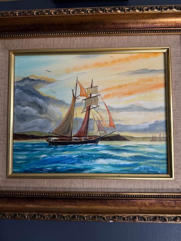 Original Artwork in Ornate Gold Gilt Frame by B. Hartley
