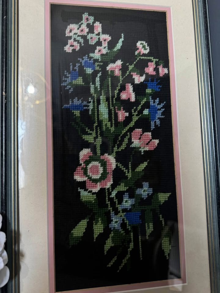Hand-Stitched Vintage Flower Embroidery