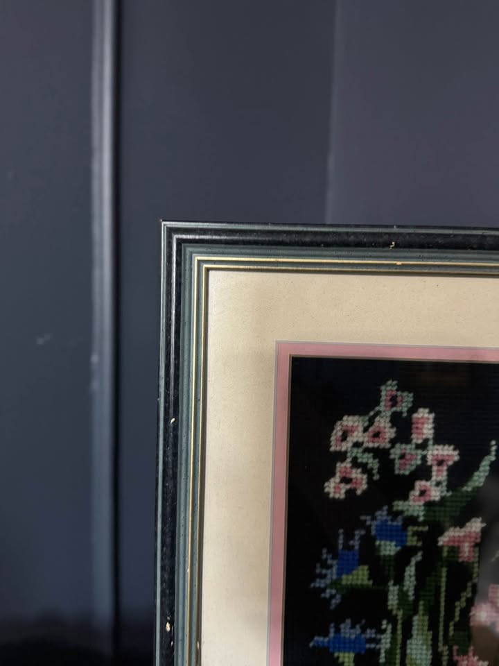 Hand-Stitched Vintage Flower Embroidery
