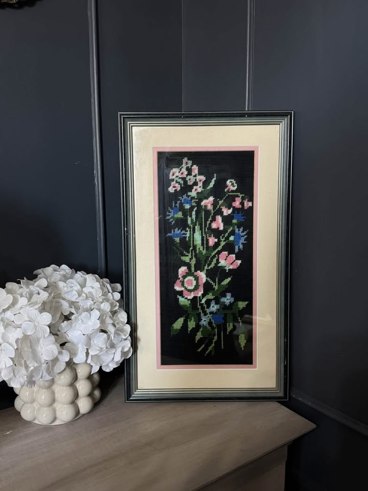 Hand-Stitched Vintage Flower Embroidery