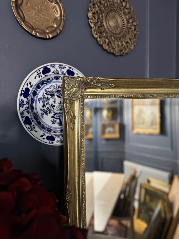 Vintage French Styled Bevelled Gold Mirror in Sorelle Frame