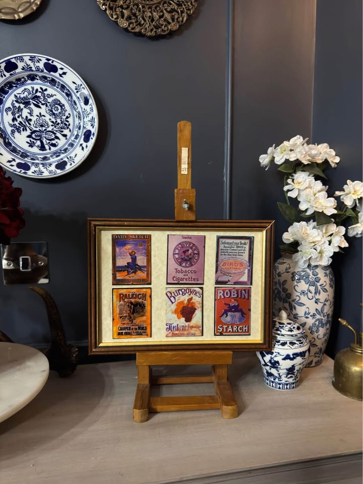 Enamel Echoes – Unique Antique Steel Advertising Signs on Wooden Frame