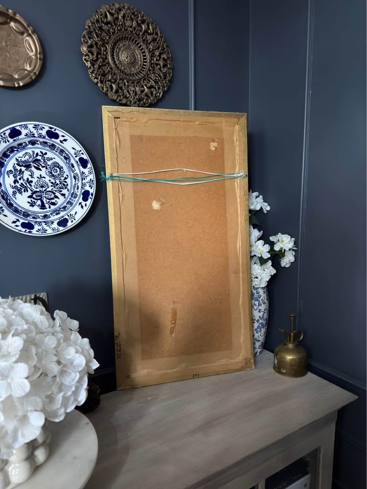 Vintage Gold Wooden Framed Small Mirror with Hanging Hook