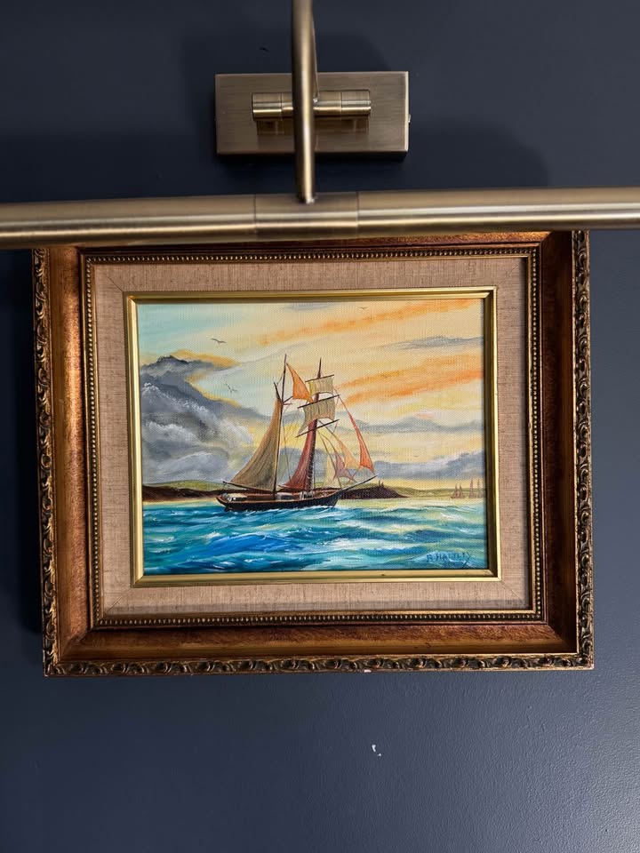 Original Artwork in Ornate Gold Gilt Frame by B. Hartley