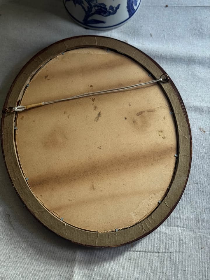 Vintage Reproduction Print in an Oval wooden frame