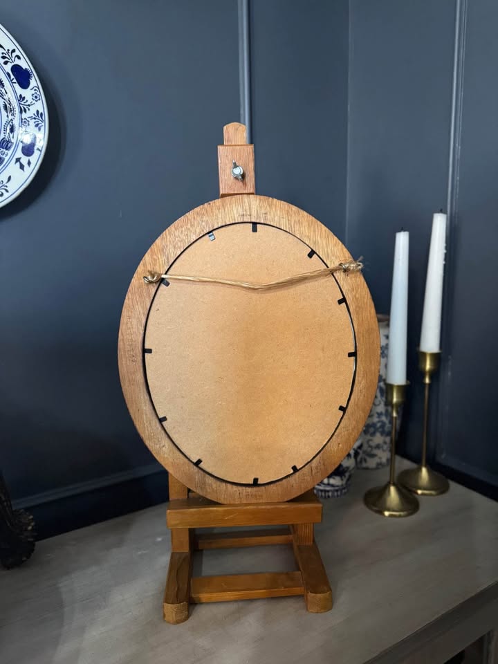 Vintage Wooden Medium Oval Frame with gold Trim