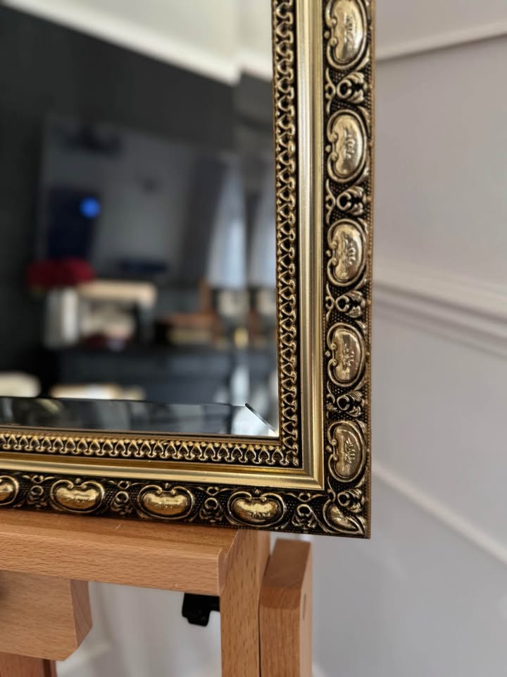 Antique Gold Gilt Mirror with Beaded Edge