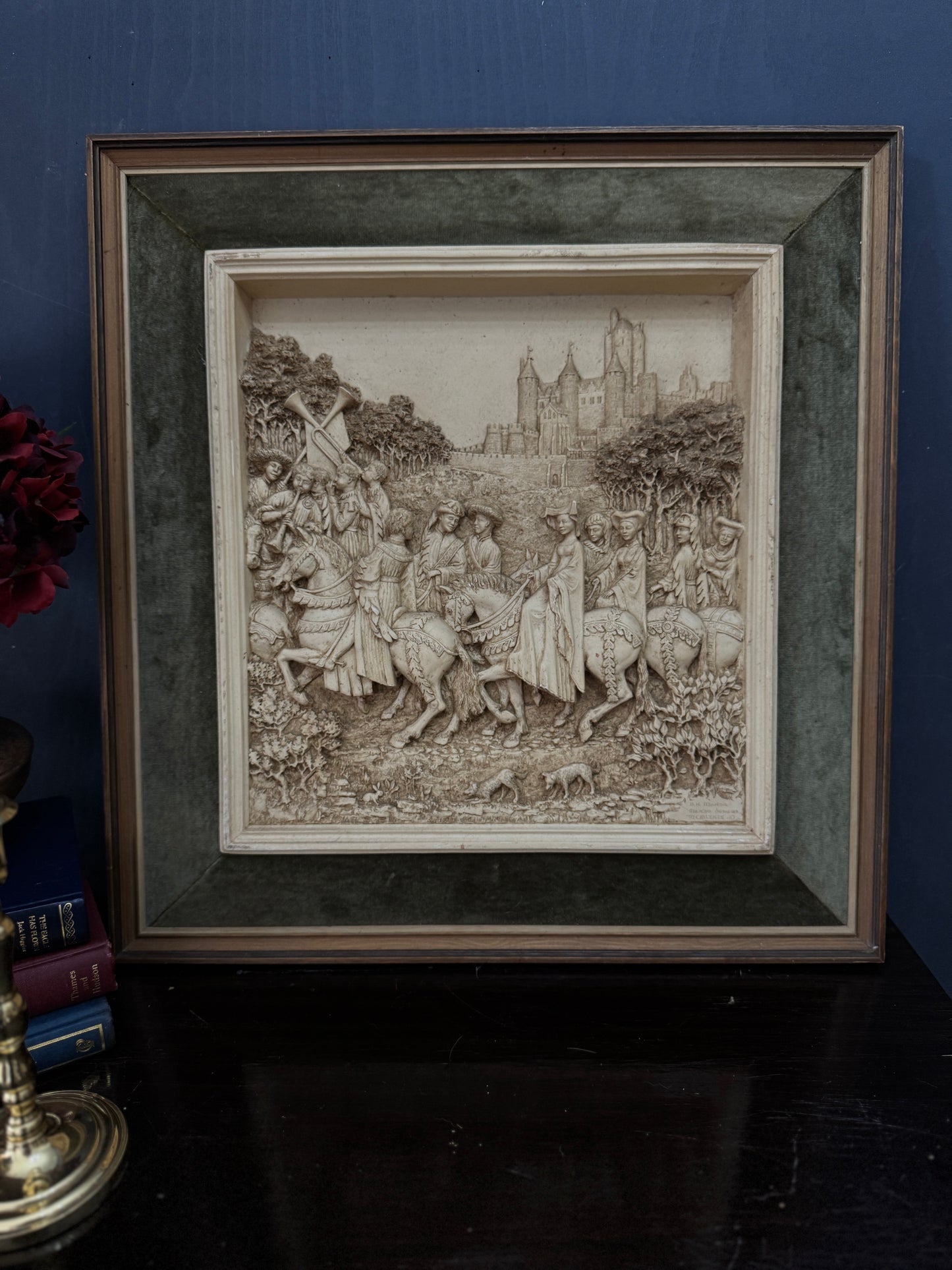 Vintage D.H. Moreton 1979 Marcus Designs Wall Plaque | Romantic Courtship Scene | Woodland Animals | 3D Raised Relief Art