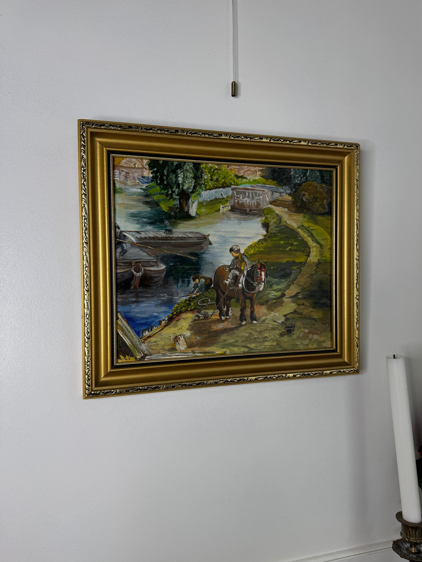 River Ride – Vintage Painting in Ornate Gold Gilt Frame