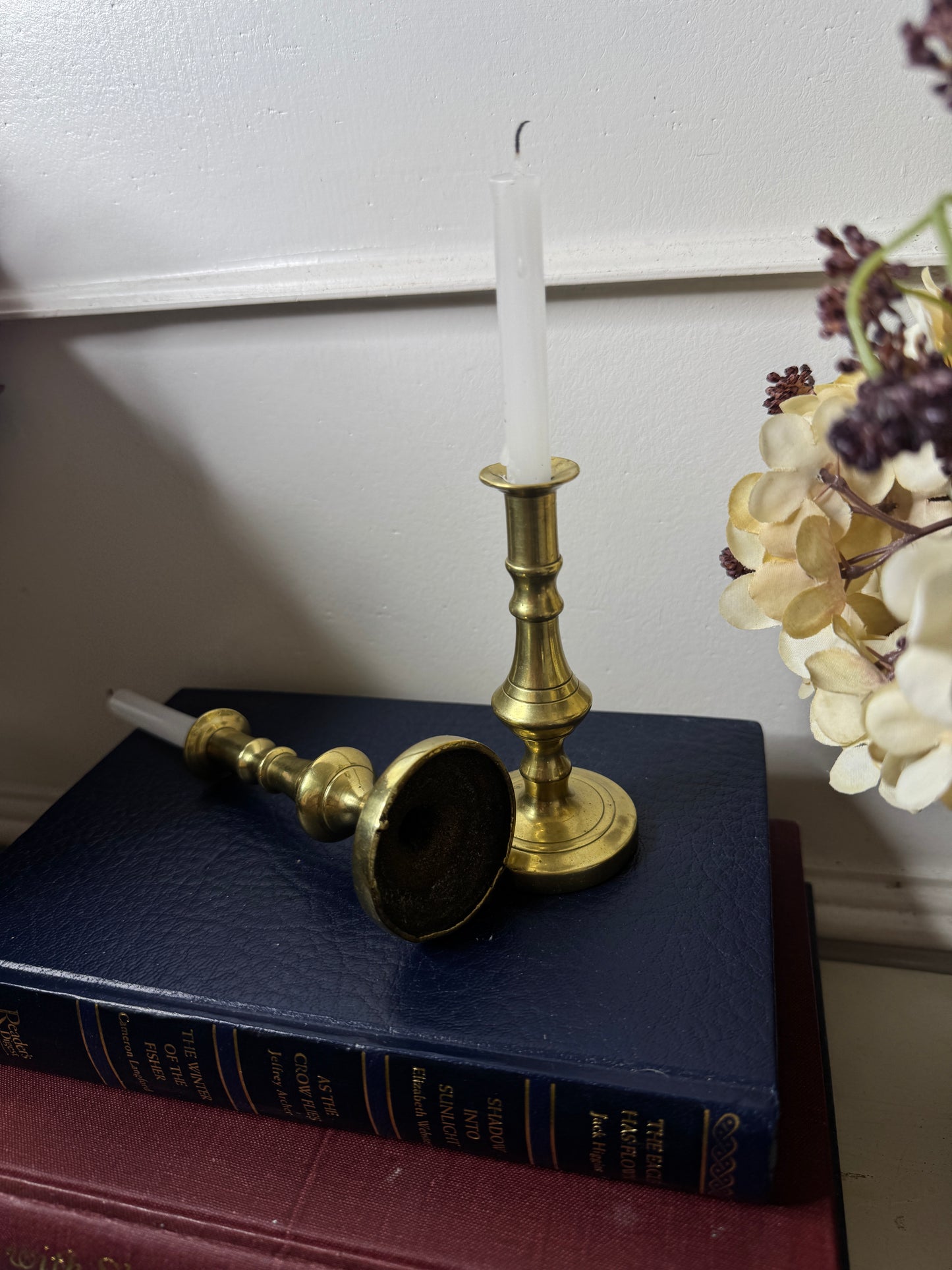 Vintage Bright Brass Candlesticks Pair