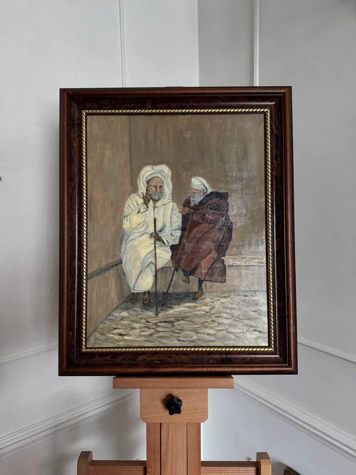 Vintage The Discussion - Original Oil Painting by N.G. Reynolds