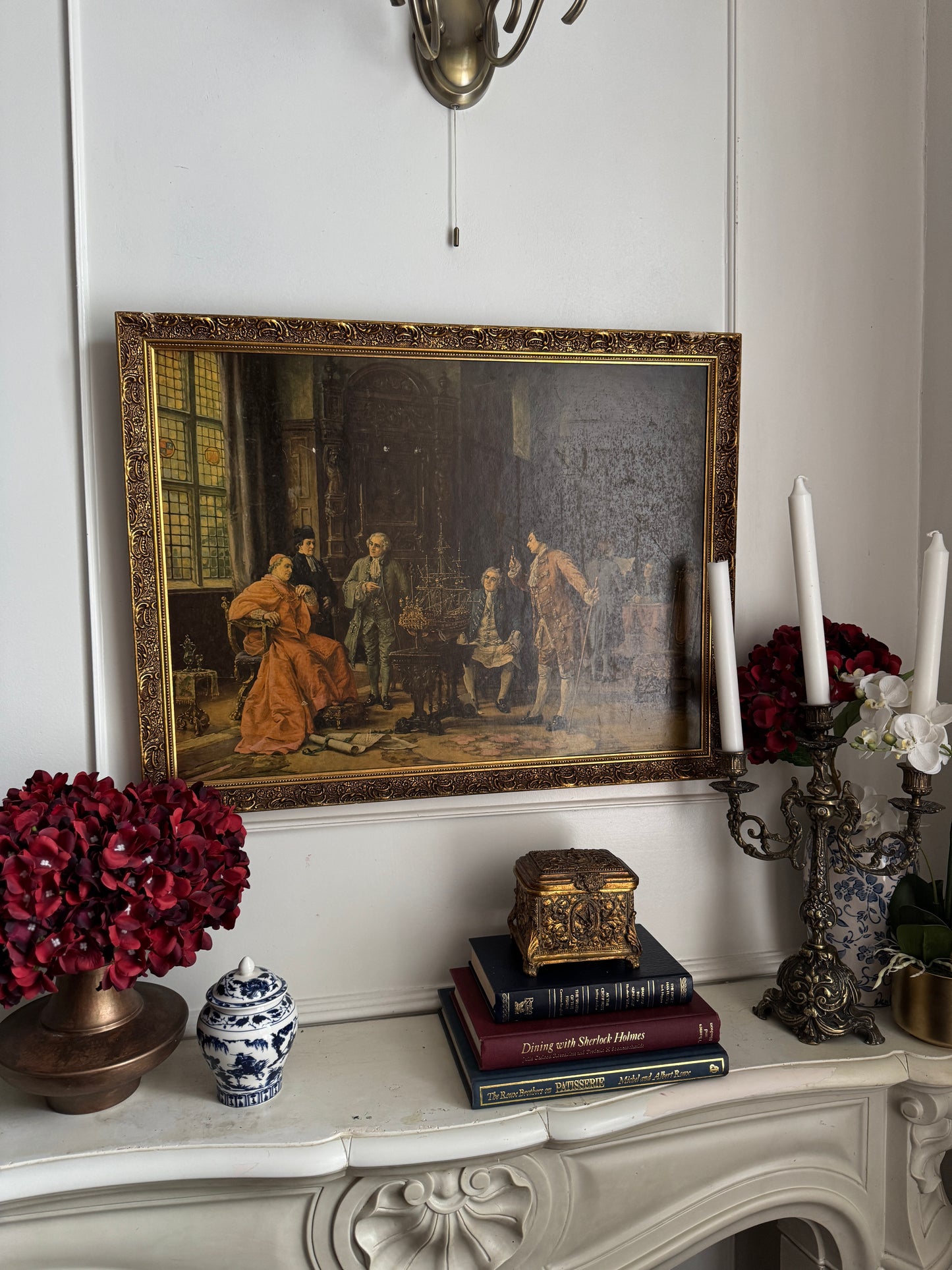 Vintage 'The Conference' by Margaret Dovaston UK Old Antique Framed Print