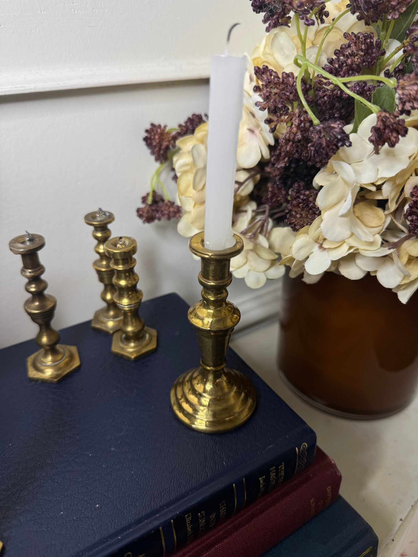 Vintage European Brass Mini Candlesticks