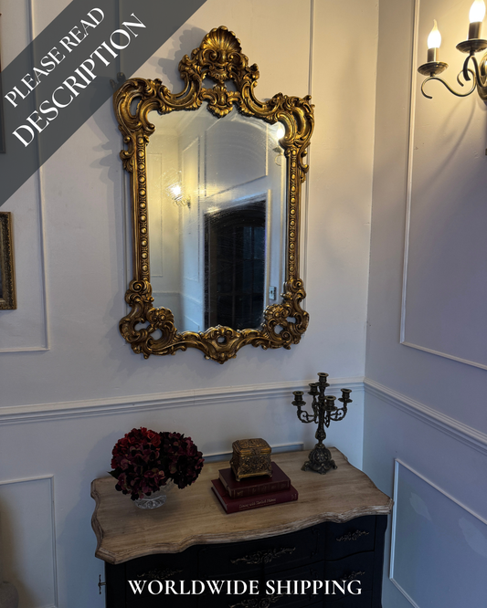 French Louis Style Gold Gilt Wooden Mirror – Large Ornate Statement Piece