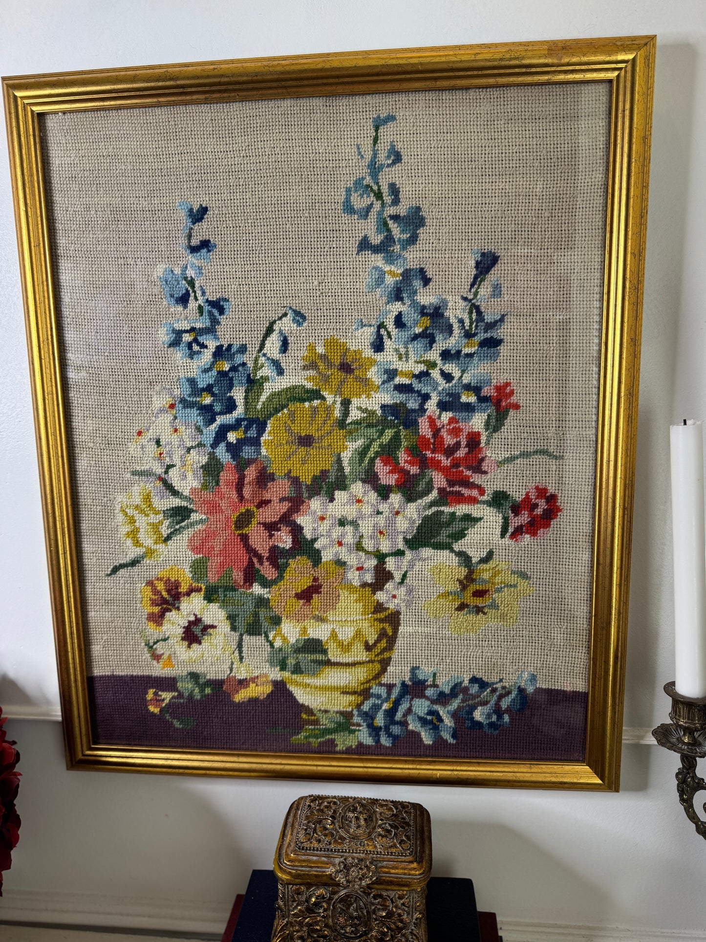 The Heirloom Stitch – Framed Floral Needlework Masterpiece
