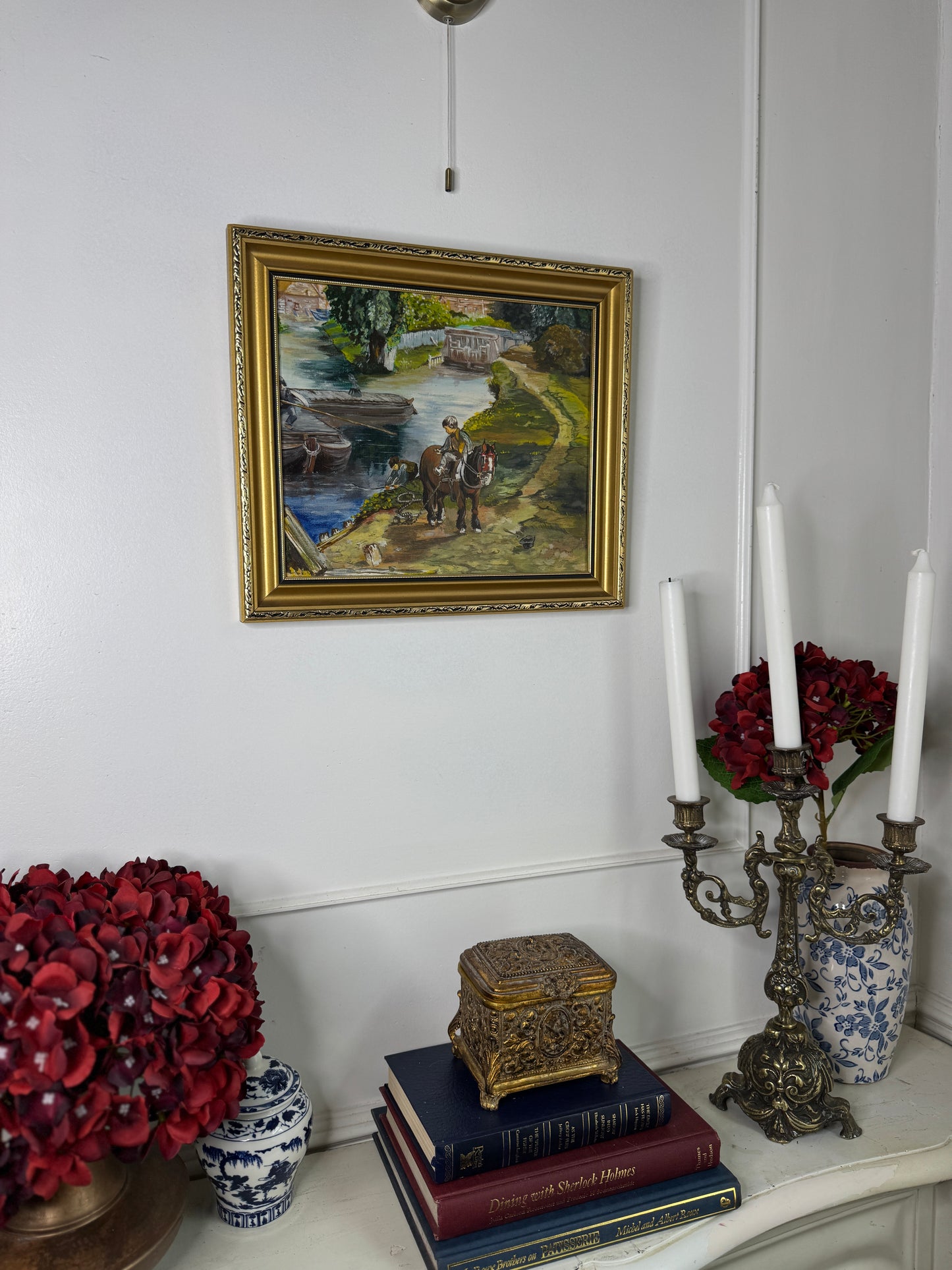 River Ride – Vintage Painting in Ornate Gold Gilt Frame