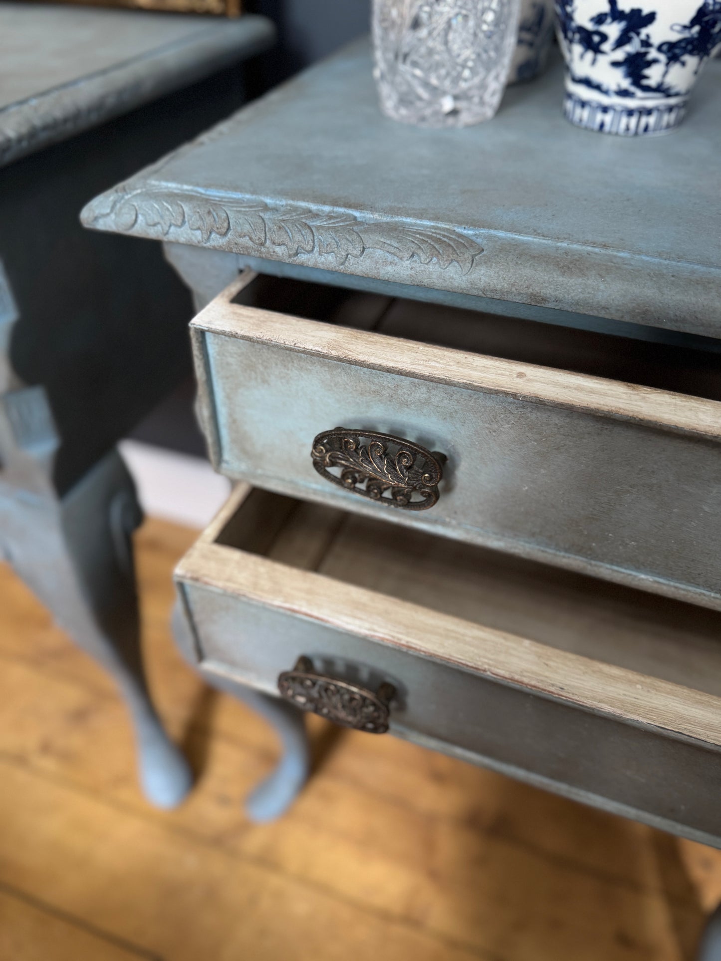 Antique Upcycled French Bedside Tables – One of a Kind Pair