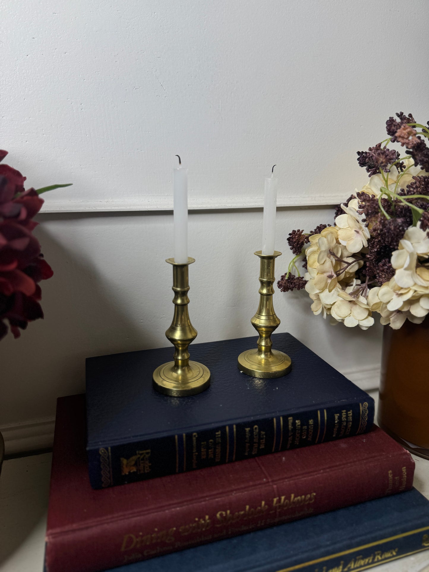 Vintage Bright Brass Candlesticks Pair