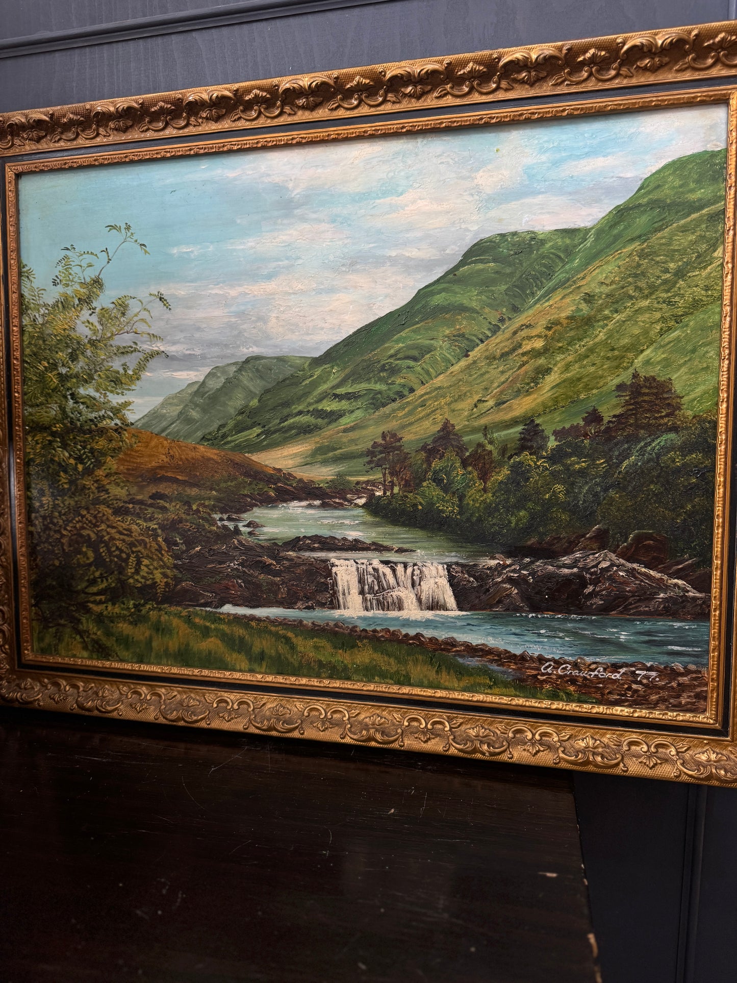 Large Signed Oil Painting of Ireland | Antique Gold Ornate Frame | Vintage Gilt Decorative Frame | Elegant French-Style Accent Frame