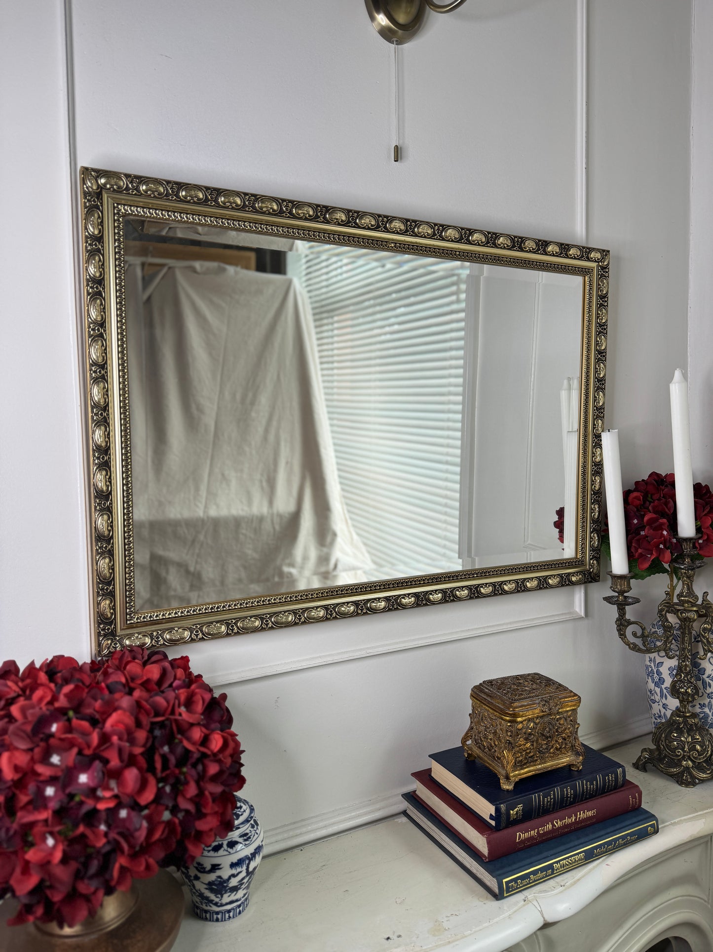 Antique Gold Gilt Mirror with Beaded Edge